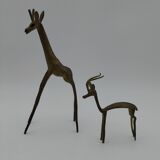 African brass animals giraffe and gazelle