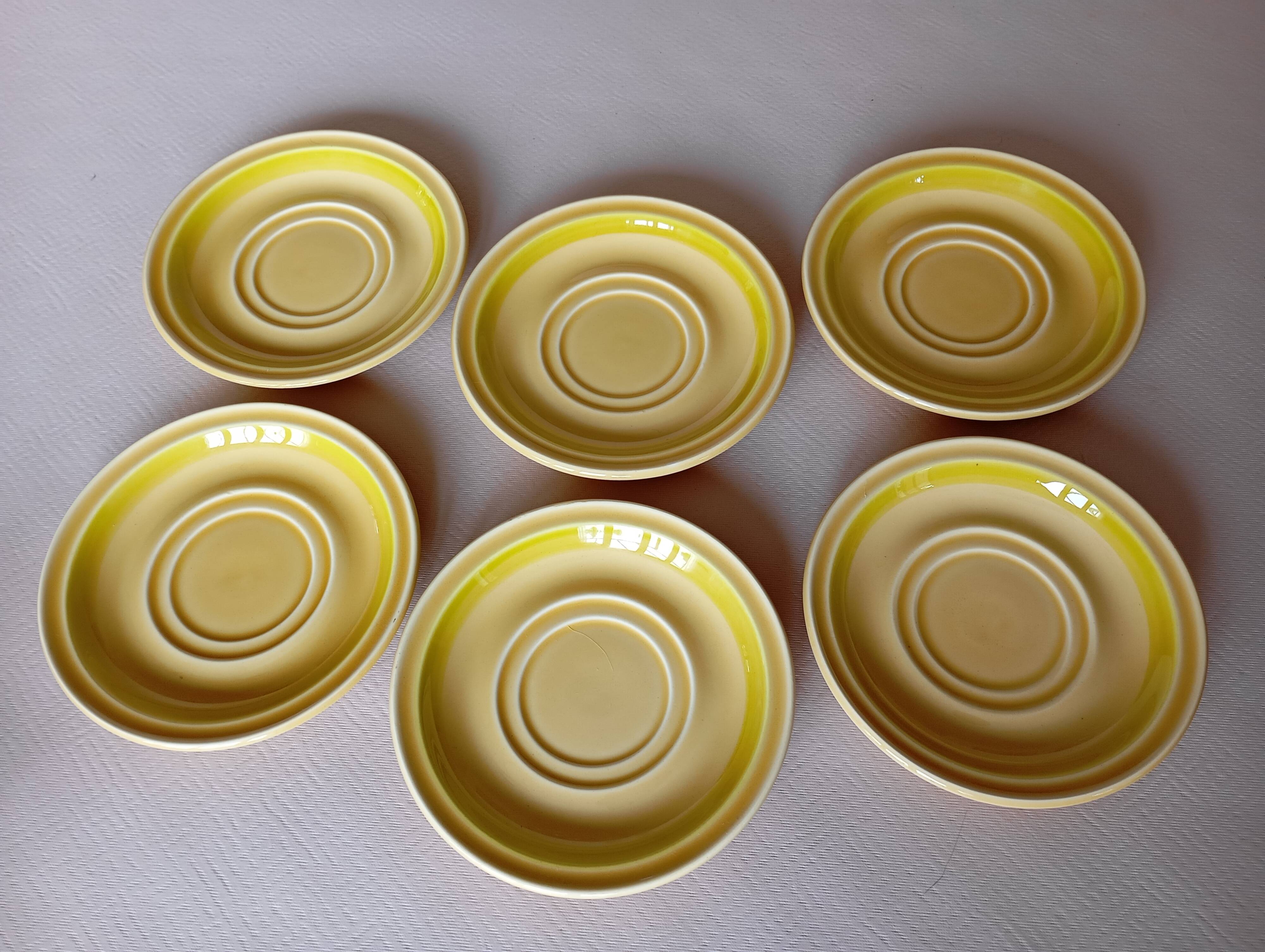 6 Gien "Sun" coffee cups
