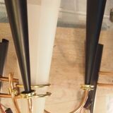 Paire applique lunel mid century texture perspex laiton dore noir