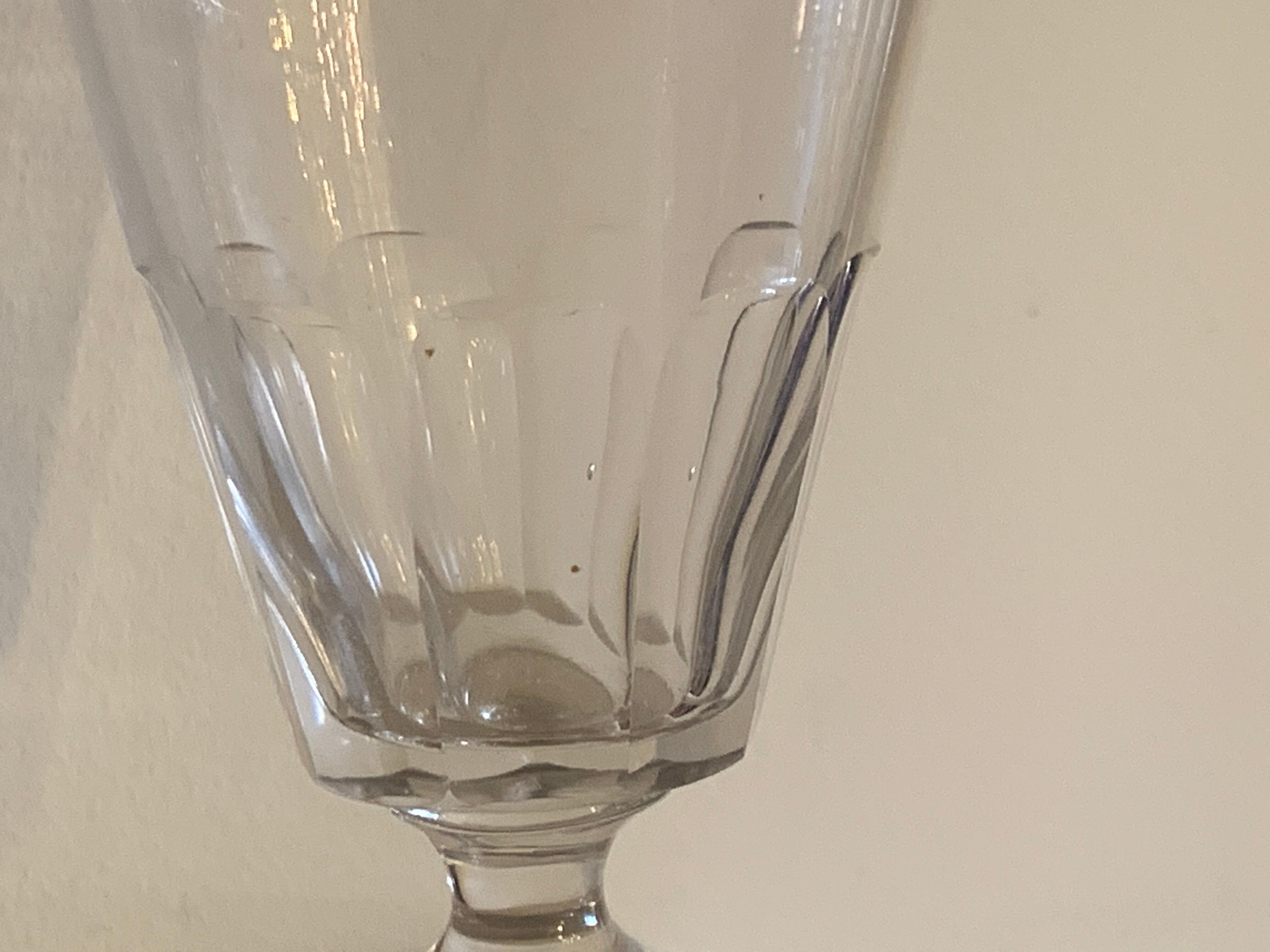 7 glasses on foot old glass bubbled and blown 19th century