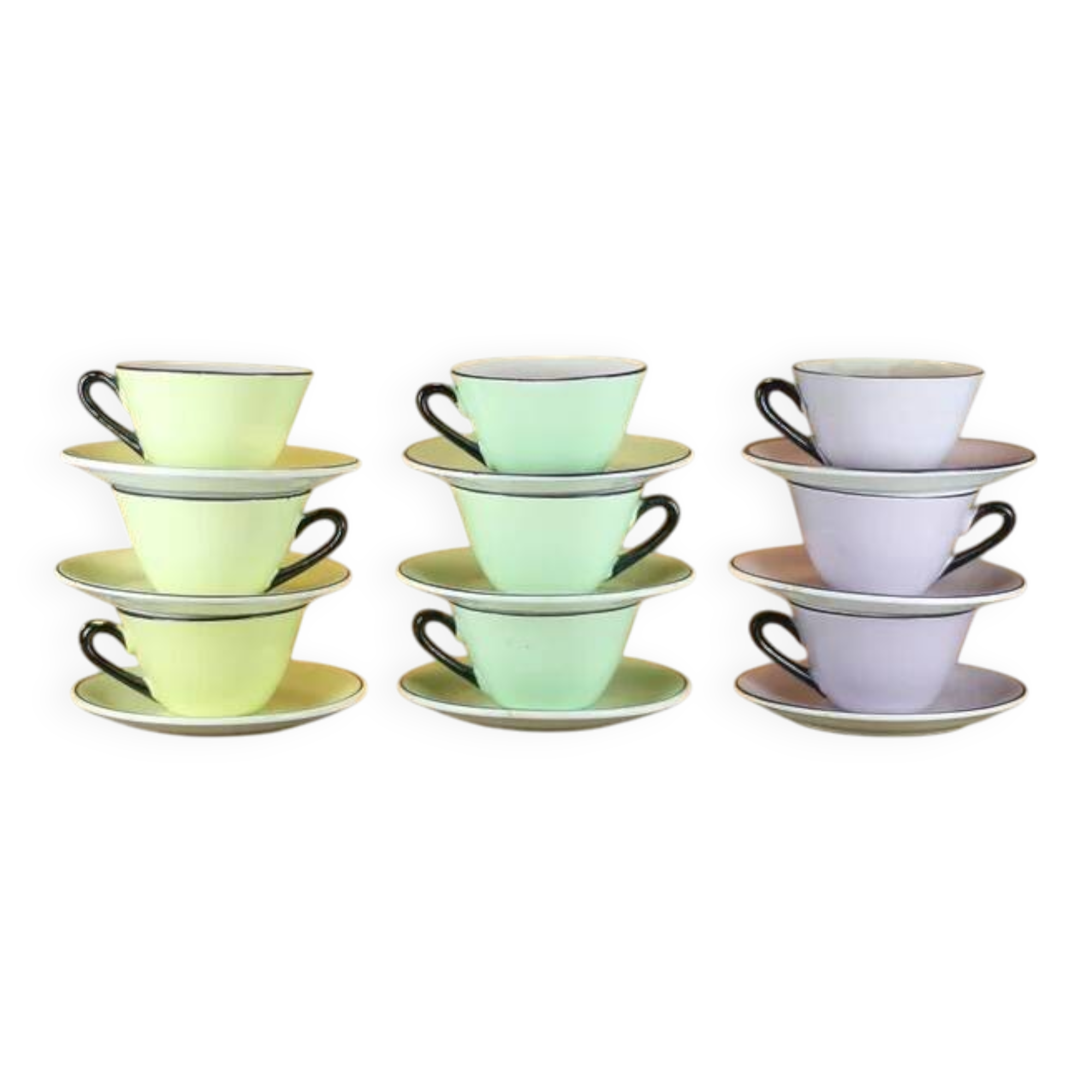 Service à thé ou café faience Orchies Moulin des Loups, service art déco