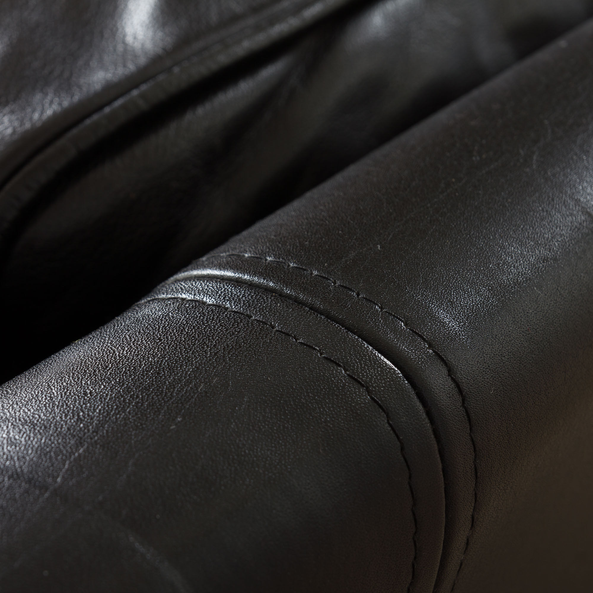 Mogens Hansen black aniline 3 seater sofa from the 70s.