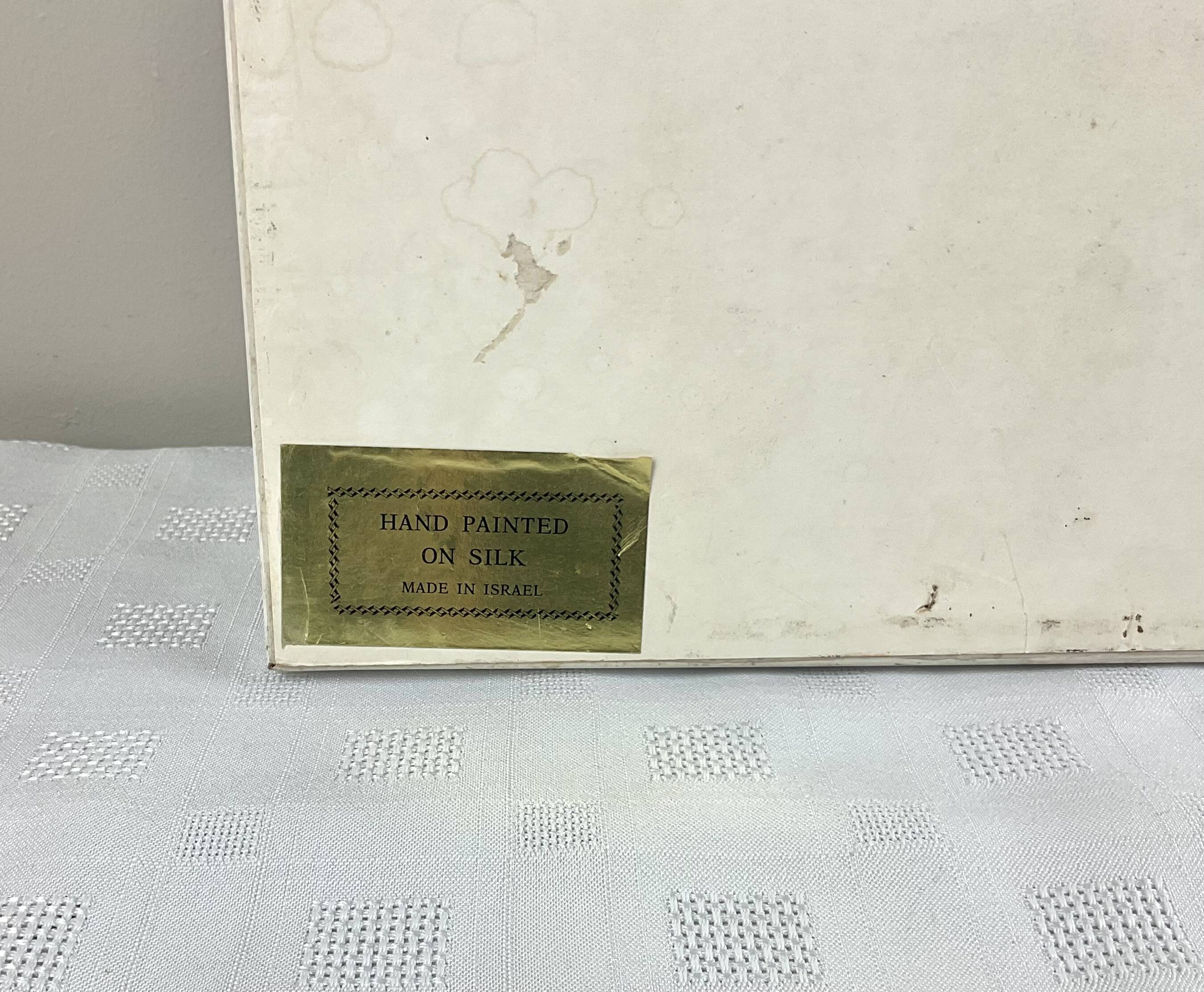 The dancers, painting on silk and vintage wooden frame