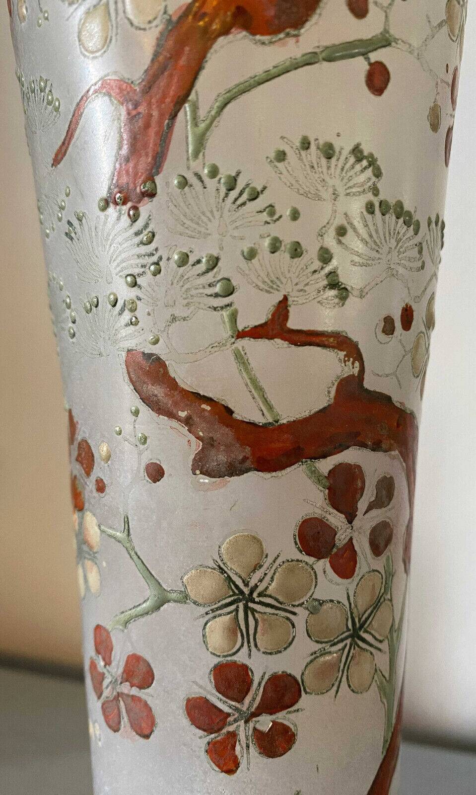 Cornet vase "Spring" FT Legras decorations Japan crystalworks St Denis 1900