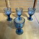 Set of 4 Stemmed Glasses Moulded Blue Marine Decor 1960s Vintage