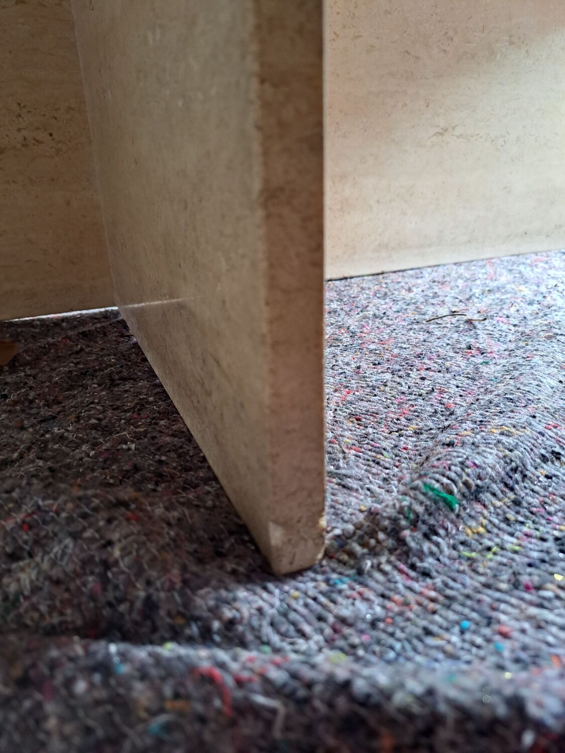 Travertine coffee table.