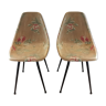 Lot de 2 chaises en fibre de verre motif floral - 1950/60