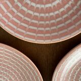 Service d’assiettes en céramique Longchamp rose marbré - assiette vintage