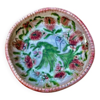 Edouard cazaux cup, firebird decoration on a background of floral seeds,