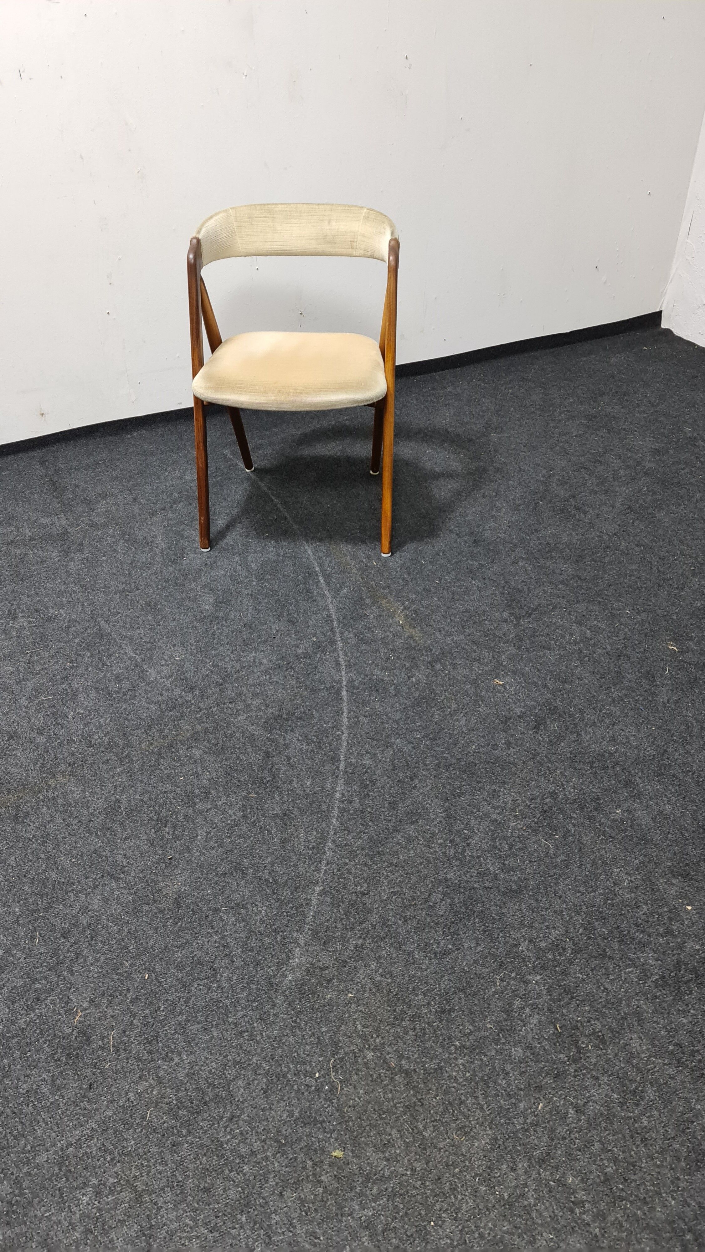 Vintage velvet teak arm chair