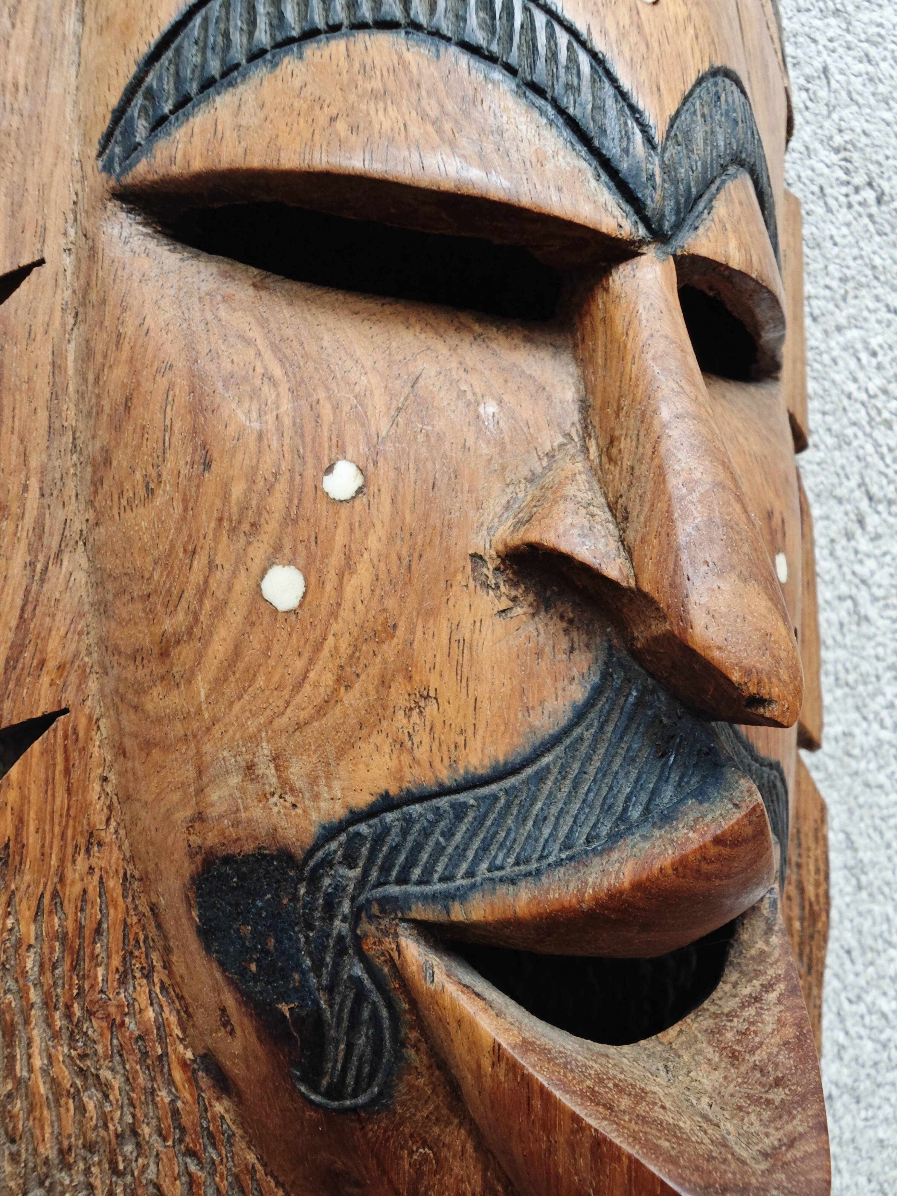 African Mask in Hand-Carved Wood