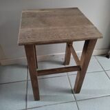 Stool solid wood seat, feet varnished patinated