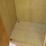 Wardrobe secretary child 60s wood and rattan feet compass