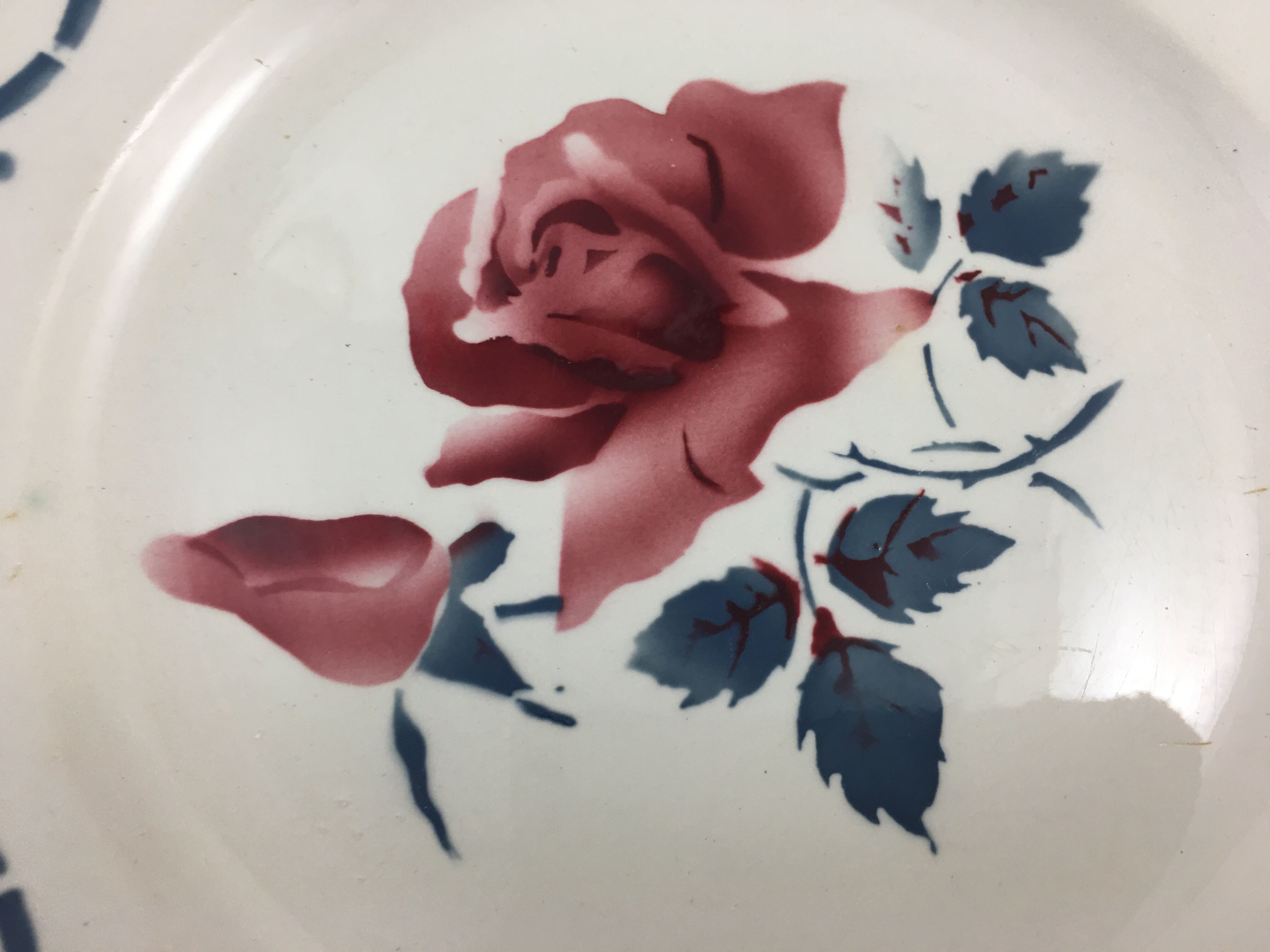 4 plates vintage dessert Sarreguemines model Janine rose