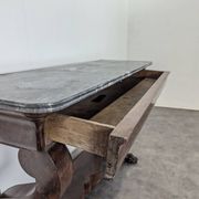 Restoration period console in flamed mahogany