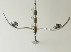 Superbe lustre art déco 1920 1930 verre & chrome vintage 20's 30's