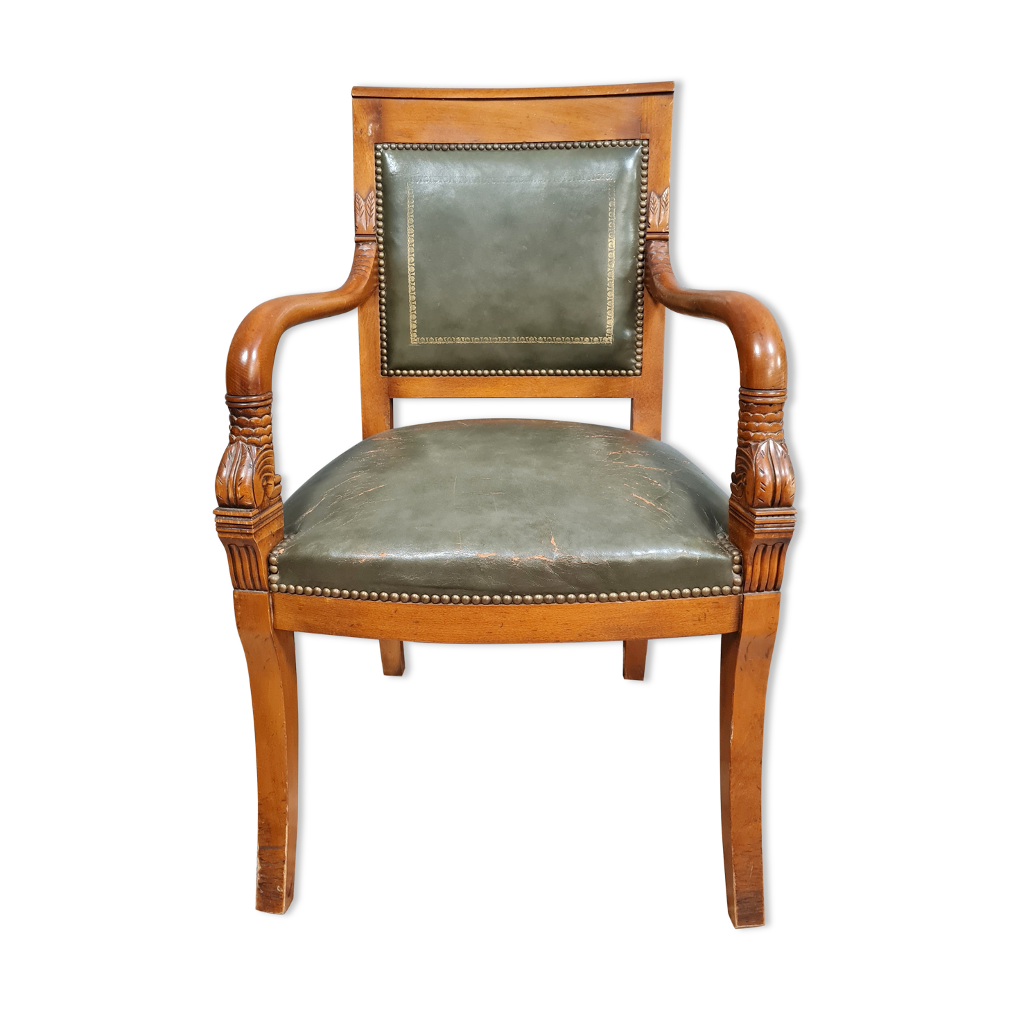 Empire office chair with cherry dolphins circa 1920-1940
