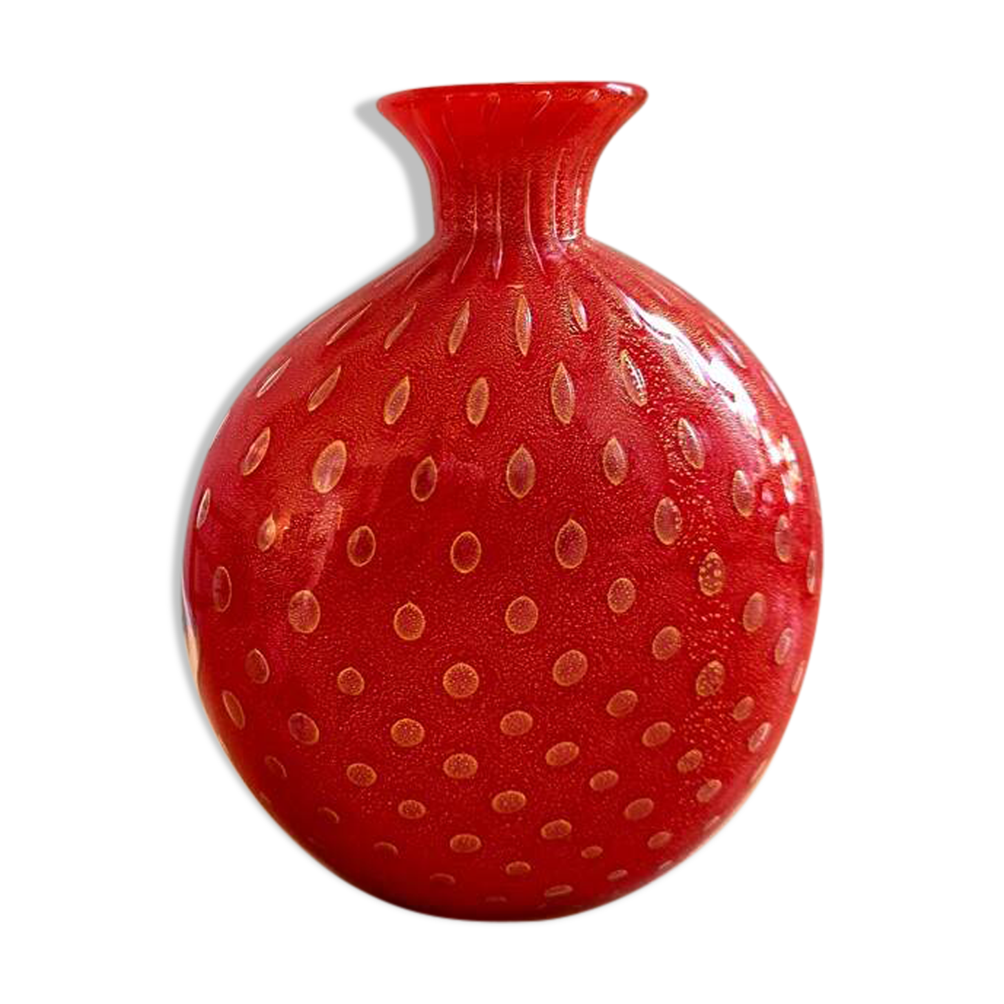 Red ball vase in Murano blown glass – Italy 1970s