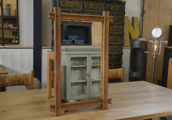 1950s Brutalist style solid oak mirror