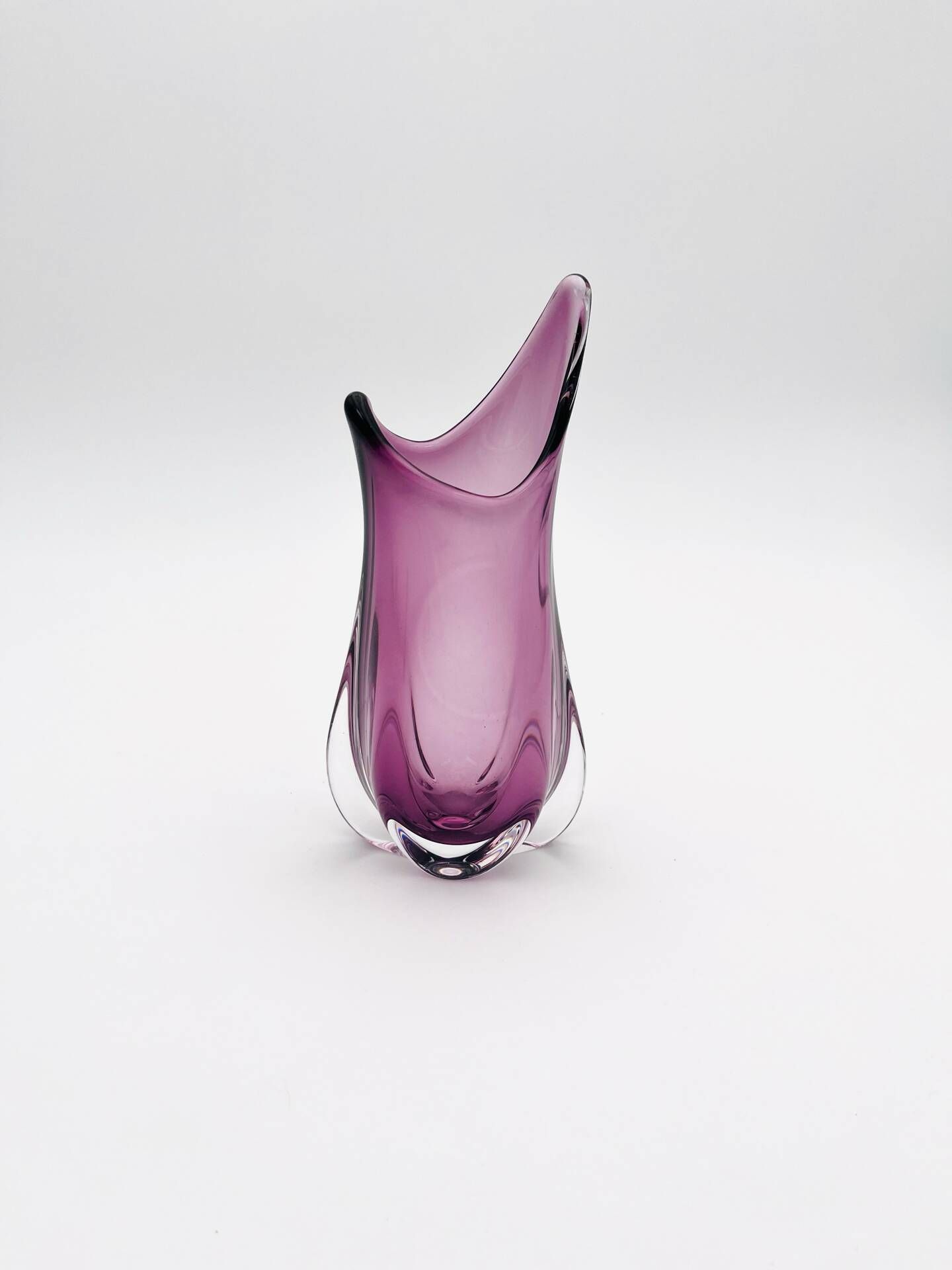 Murano Sommerso Vase Sculptural Organic Amethyst