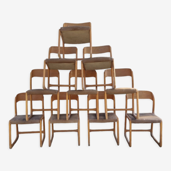 Set of 10 baumann chairs model sled 60s