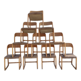 Set of 10 baumann chairs model sled 60s