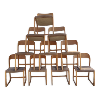 Set of 10 baumann chairs model sled 60s
