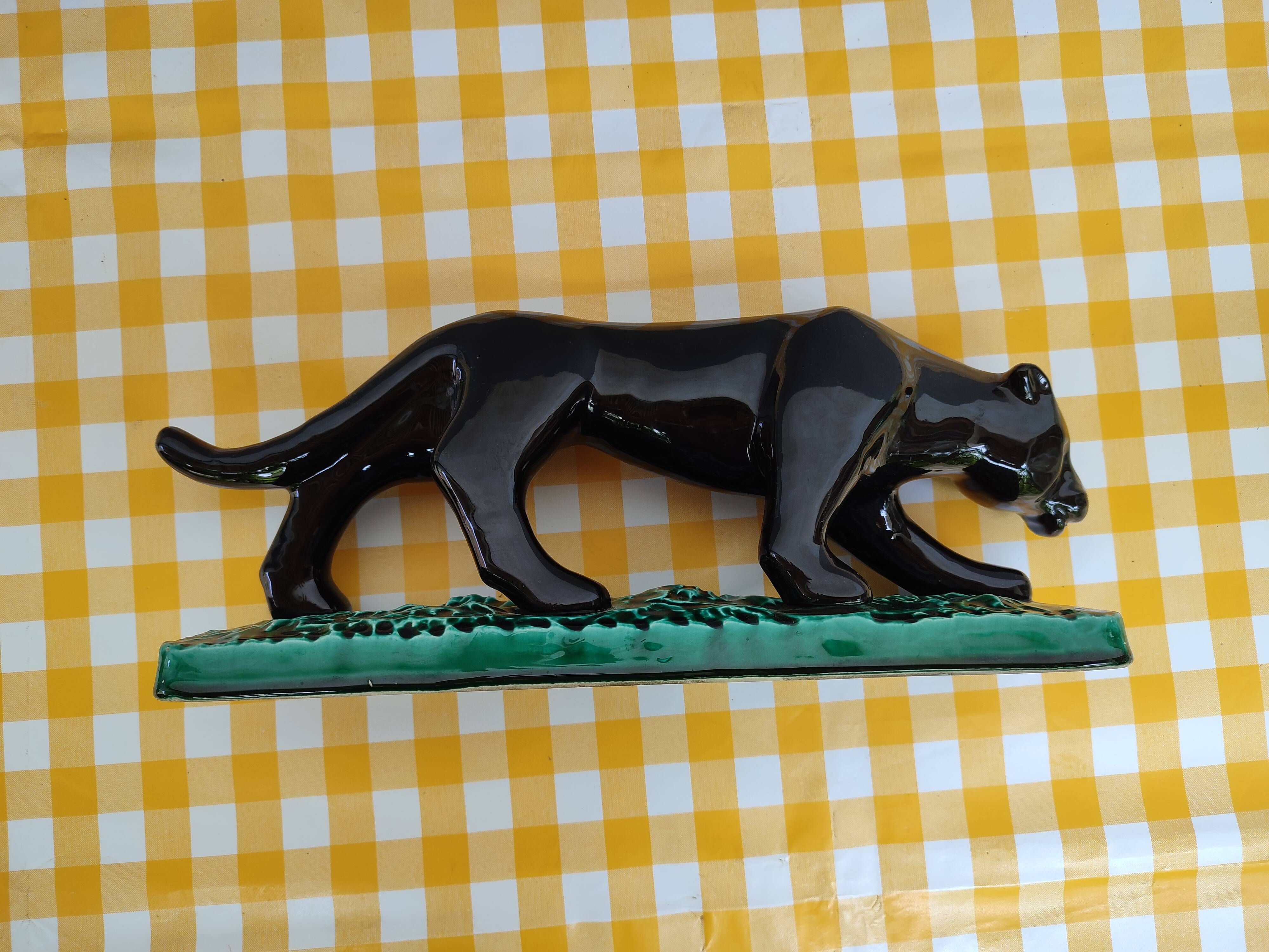Black panther in ceramic Vallauris