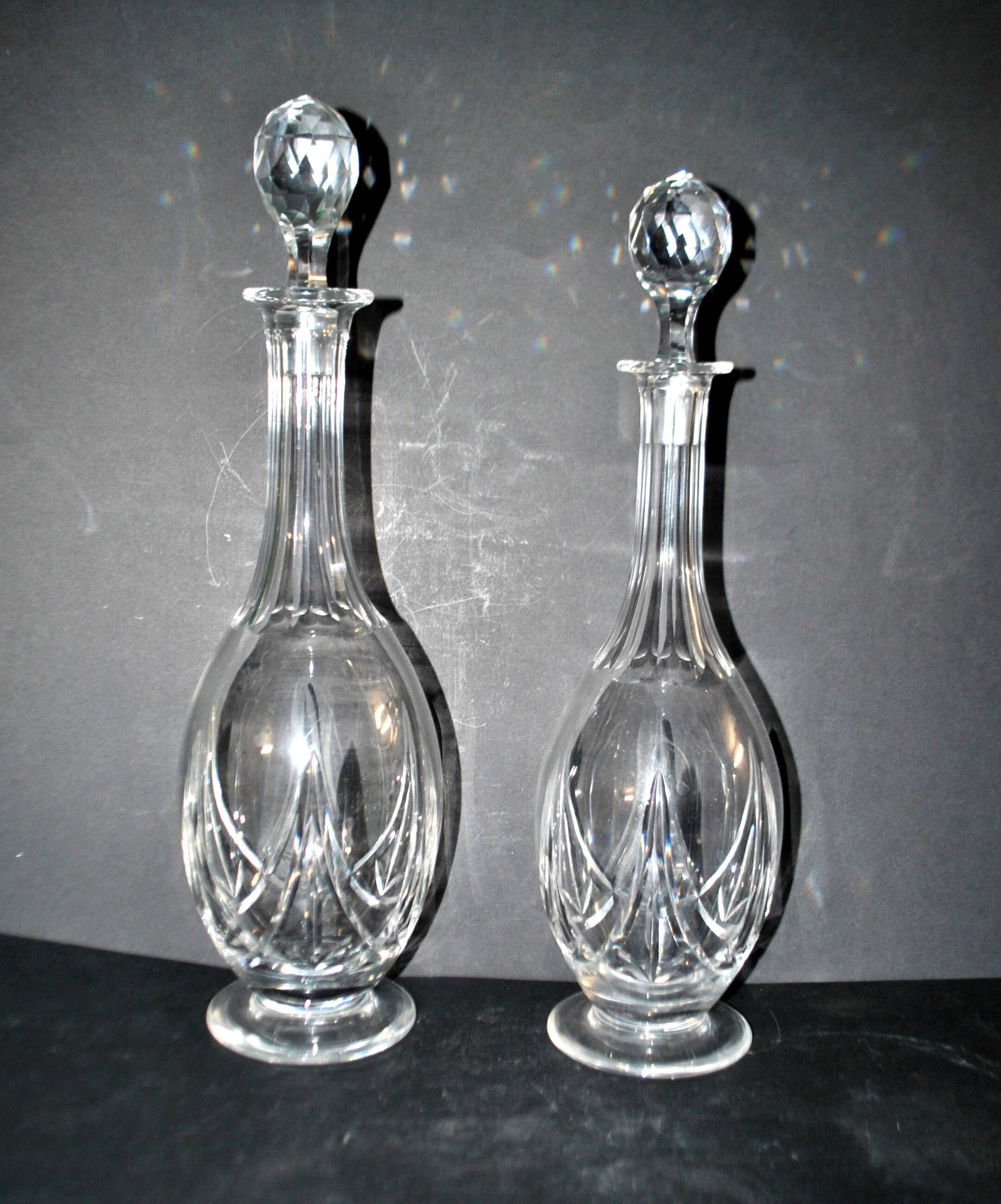 Saint-louis set of 2 antique lasalle cut crystal carafes 1930