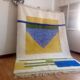 Tapis berbère tissé - motif bleu et jaune - tapis marocain fait main - 300x210 cm