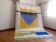 Woven Berber rug - blue and yellow pattern - handmade Moroccan rug - 300x210 cm