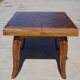 Antique solid walnut table with marquetry and extensions.