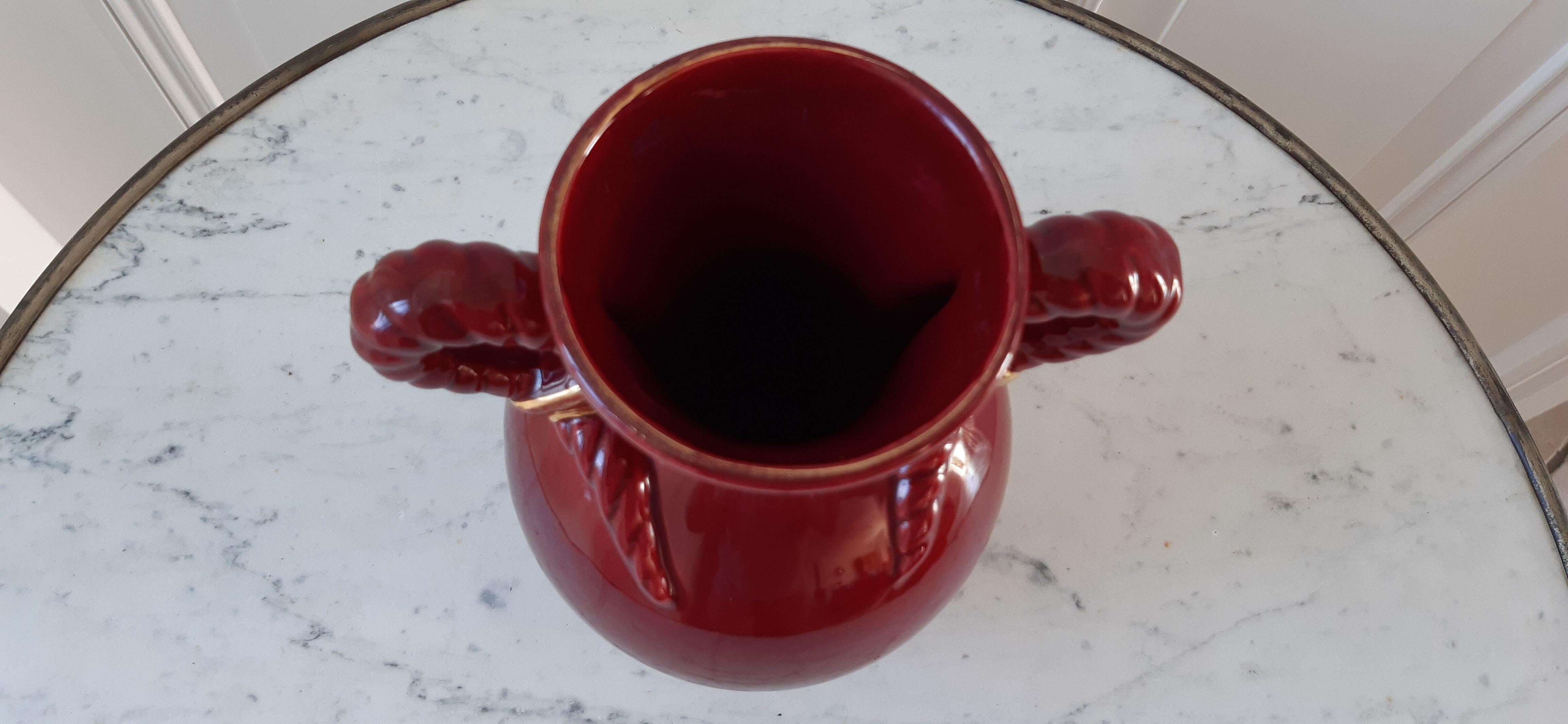 Vase St Clément burgundy and golden 50s