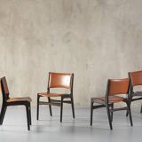 Suite de 4 chaises modèle 89 en teck et cuir par Erik Buch pour Pol Dinesen, Danemark, 1960's