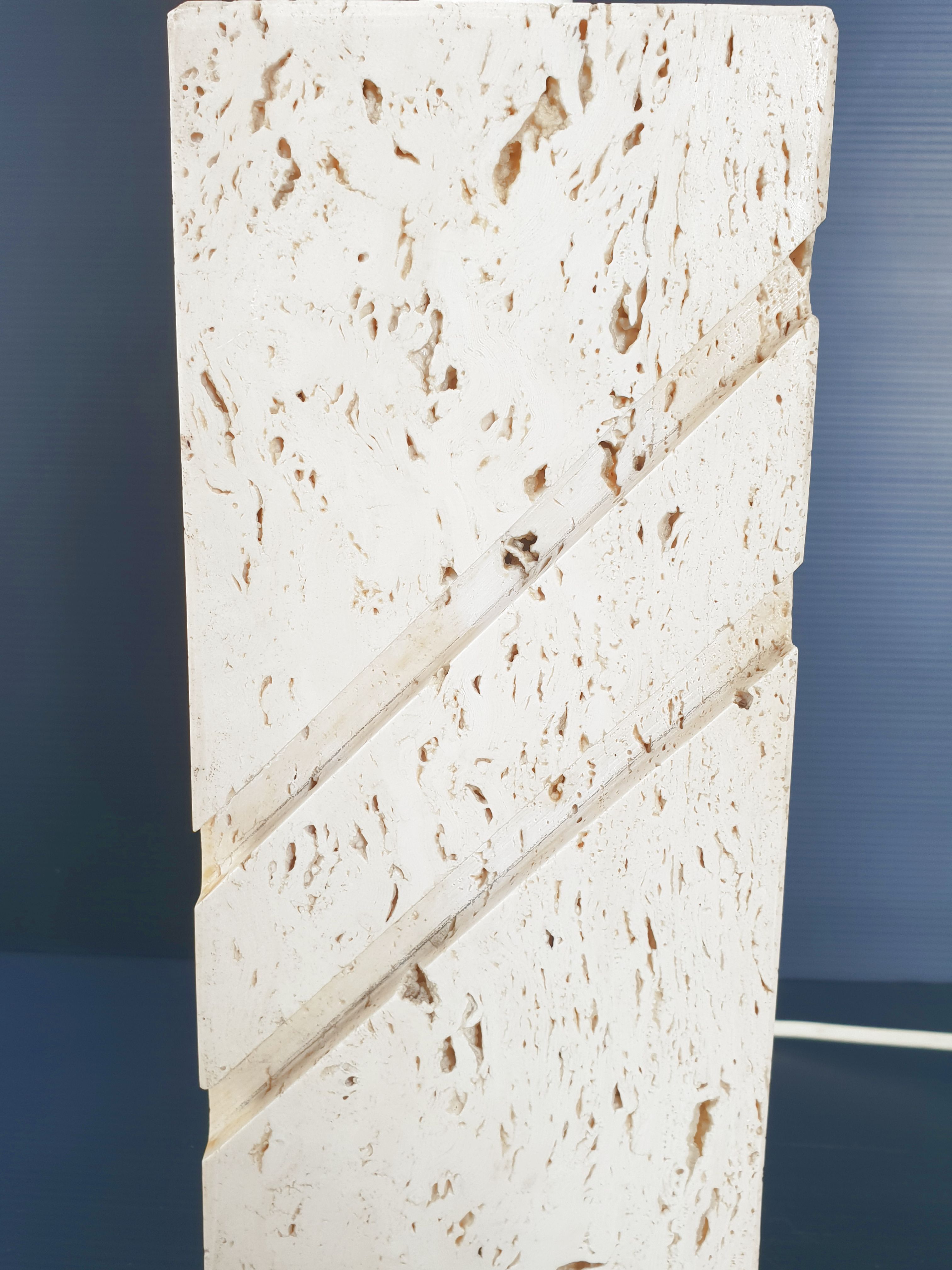 LUM lamp foot in vintage 1970 travertine