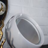 White Ceramic Table Mirror Weighted in a Space Age Ball Shape