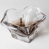 Murano ashtray transparent and smoked flower shape