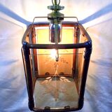 Lantern 1 light bamboo and smoked glasses