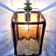 Lantern 1 light bamboo and smoked glasses