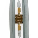 Pair of Fontana Arte Style Mid-century Modern Aqua Green Murano Glass Sconces