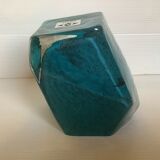 Vase Pentagone bleu et doré pâte de verre