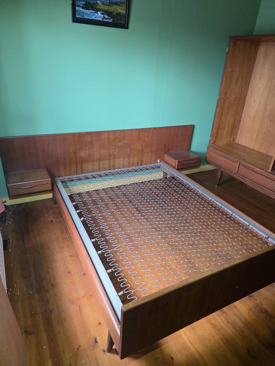 Lit scandinave en teck, années 60