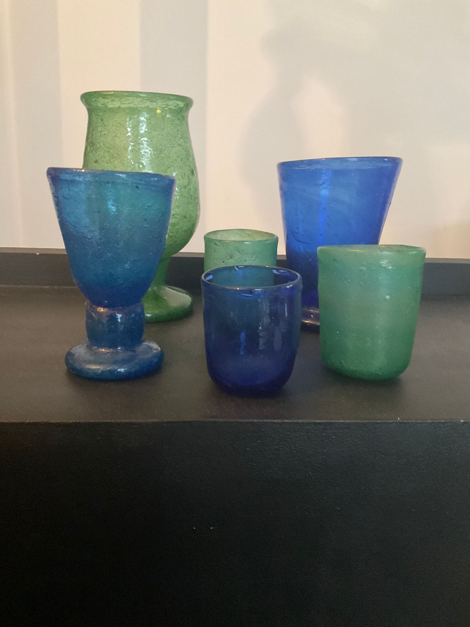 Series of vintage jar vases in bubbled glass paste from the 50s-60s