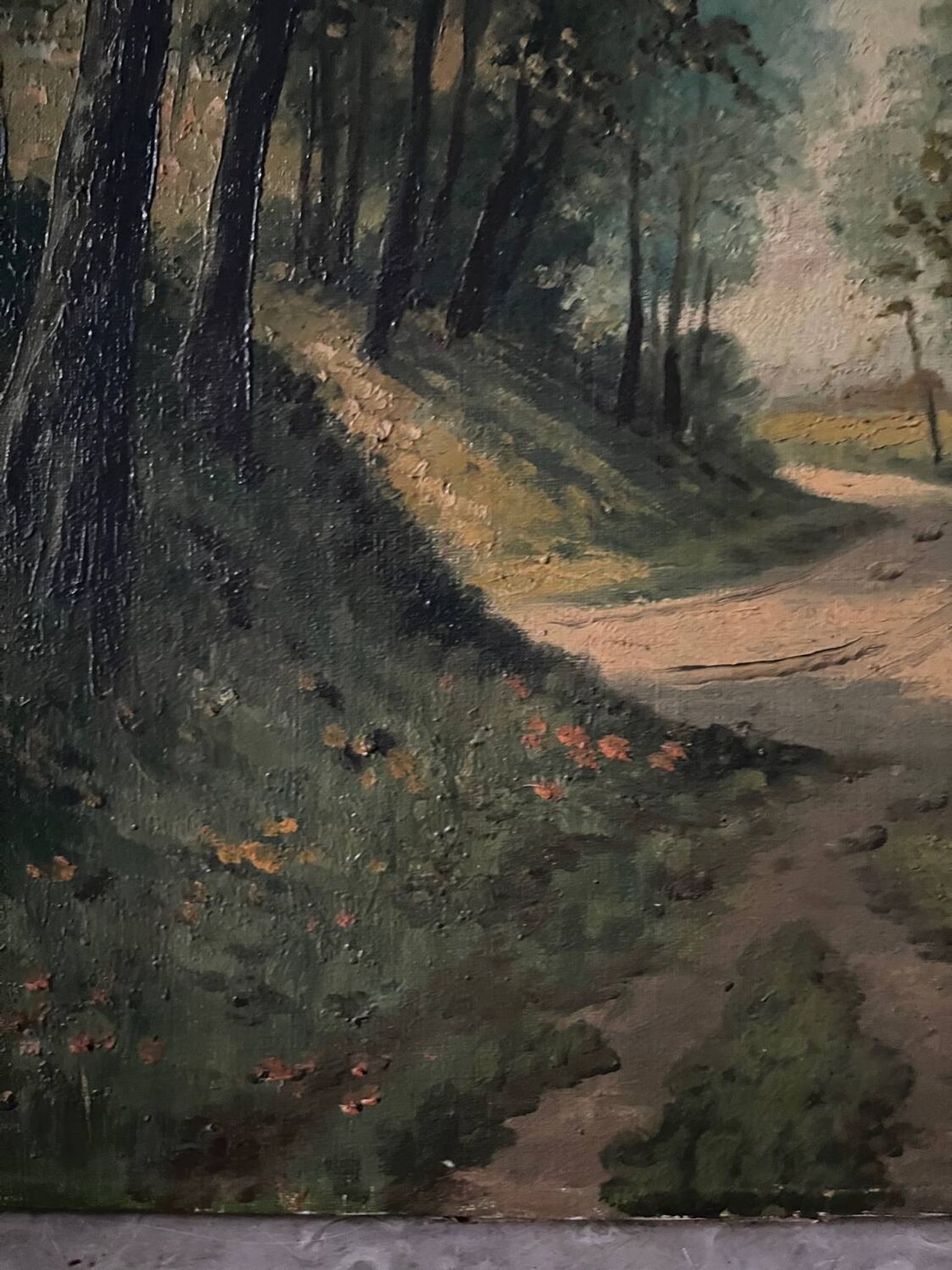 Cottage in the woods, oil on canvas signed