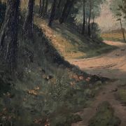 Cottage in the woods, oil on canvas signed