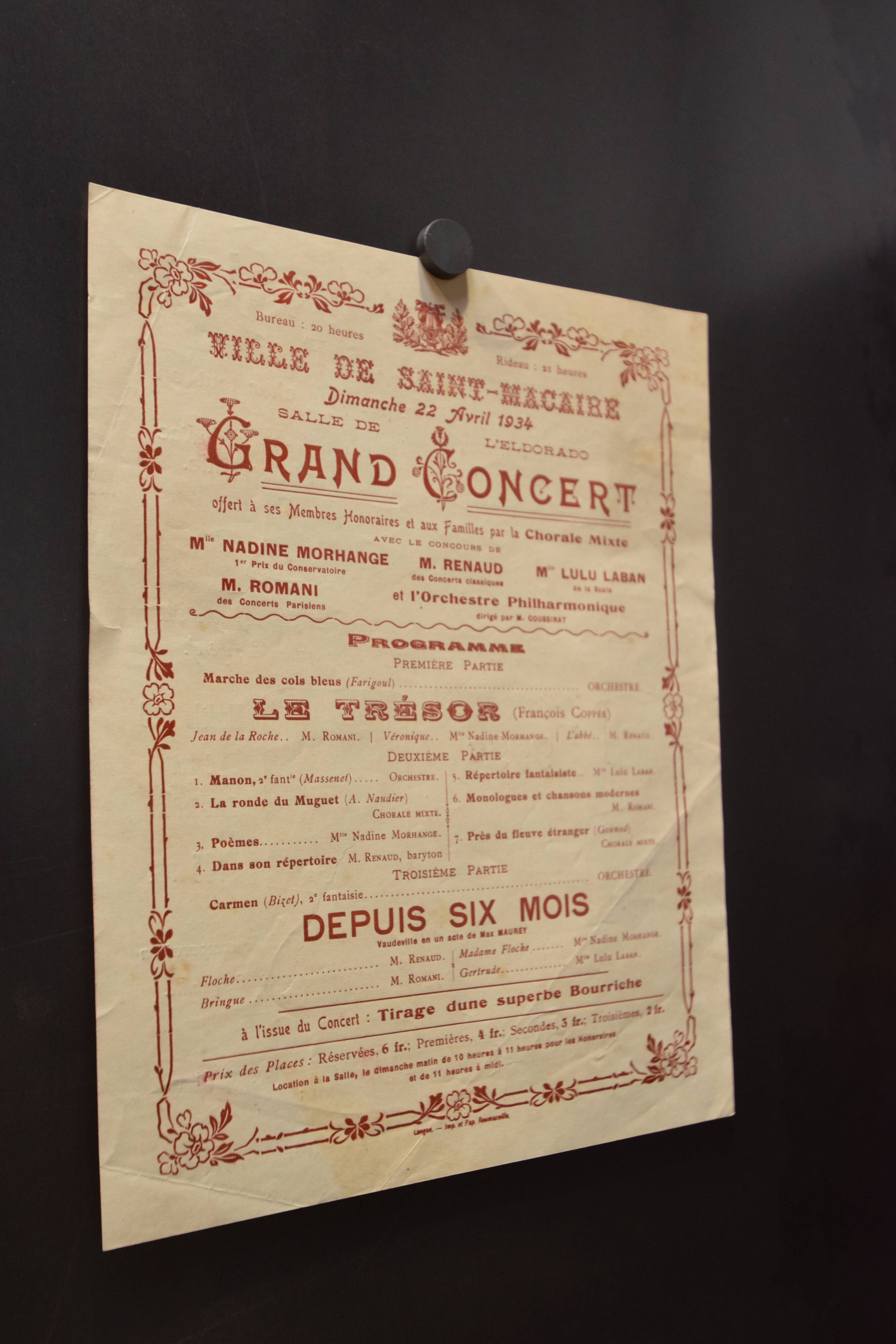Poster "Grand Concert" - City of Saint-Macaire - 1934