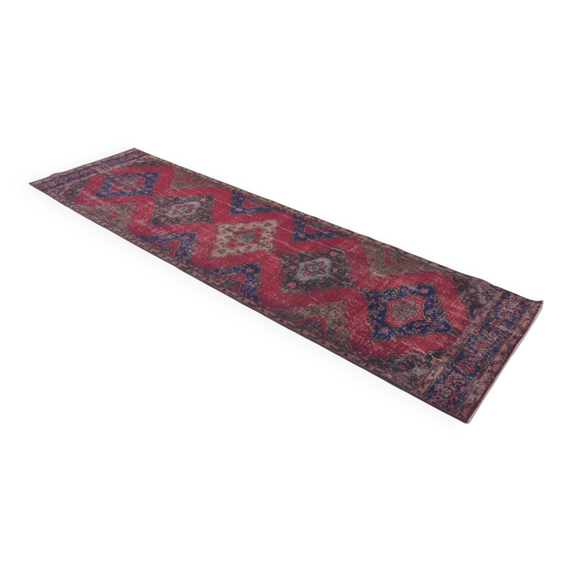 Tapis couloir vintage fait main – Anatolie, années 1950 – 370x106 cm