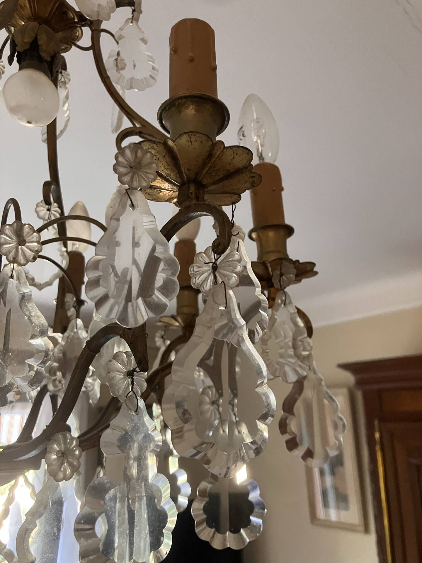 brass and crystal chandelier