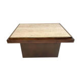 Belgo Chrome coffee table in travertine, copper and brass