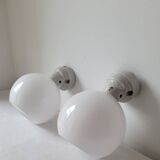 Duo of opaline and porcelain pendant lights